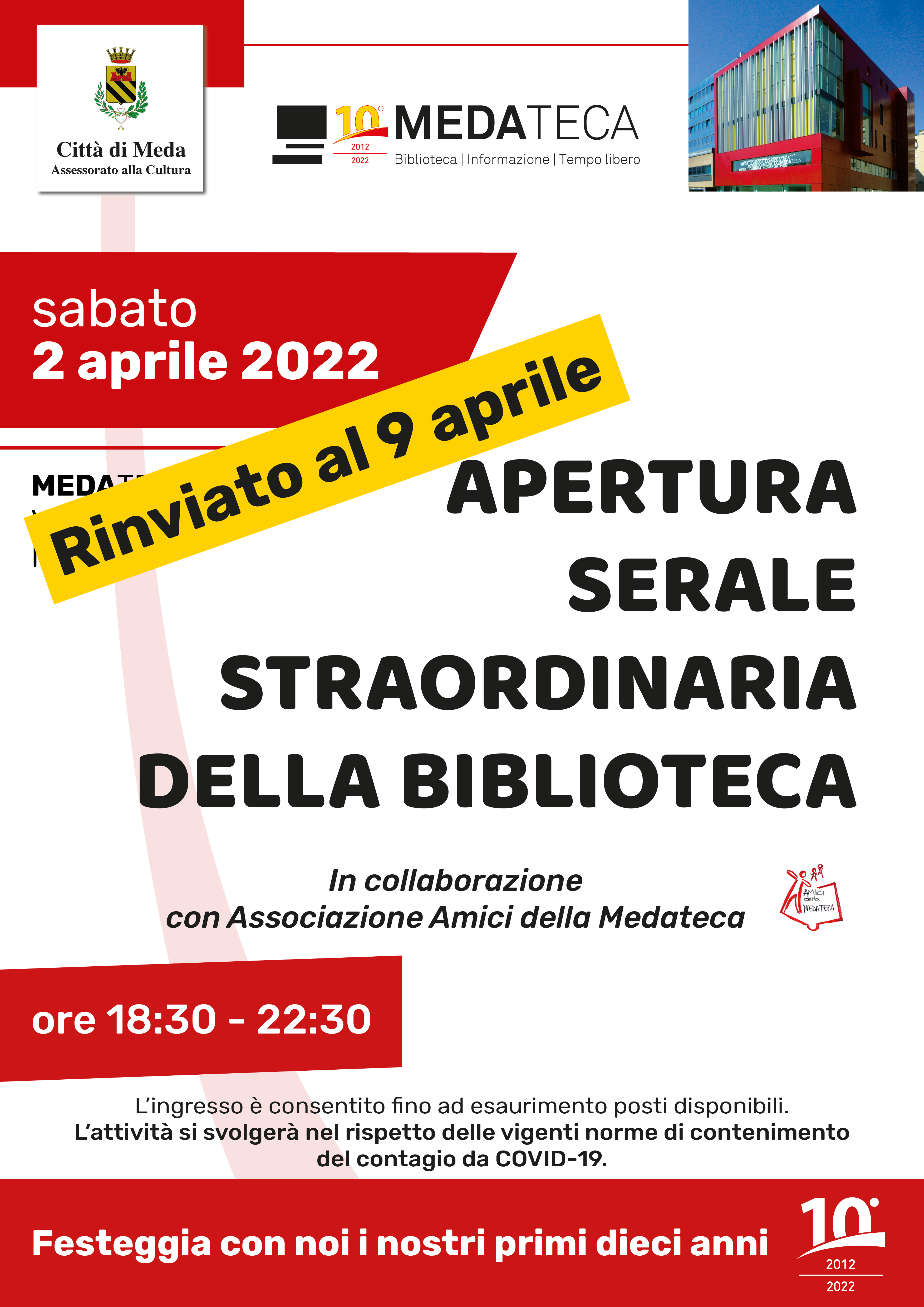 Immagine Apertura serale straordinaria della biblioteca - Rinviata a sabato 9 aprile!