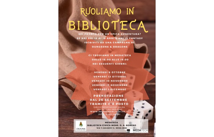 Immagine Ruoliamo in Biblioteca:  alla scoperta di Dungeons & Dragons
